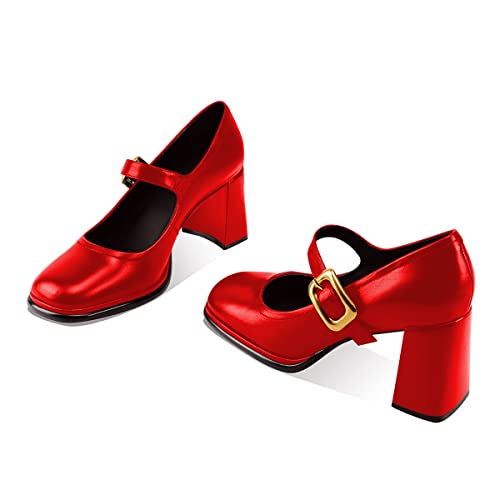 YDN Women Platform Square Toe Pumps Block Chunky High Heel Mary Janes Formal Dressy Dance Daily Shoes Size 4-15 US4