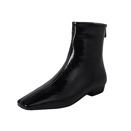 Beauty Cry Women's Booties Low Heel Square Toe Ankle Boots