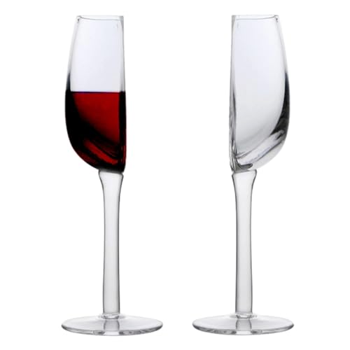 Mezzo Bicchiere Di Vino - 1/2/4 Pezzi 140 Ml Bicchiere Da Vino A Forma Di Metà | Bicchieri Da Vino Cristallini | Coppe Da Champagne In Vetro | Mezza Tazza Da Vino Rosso A Stelo Lungo Per La Miglior