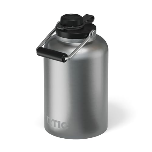 RTIC 1 Gallon Outback Jug, Stainless Steel, Insulated Water Bottle with Lid and Handle, BPA-Free, Double Wall Vacuum Insulation, Ceramic Lined, Stainless Steel