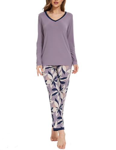 Image of GYS Women's Bamboo Viscose Long Sleeve Pajamas Set