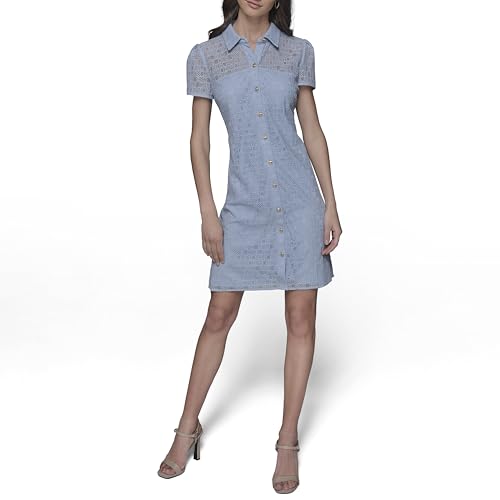 KARL LAGERFELD Women's Light Collared Short Sleeve Mini Dress2