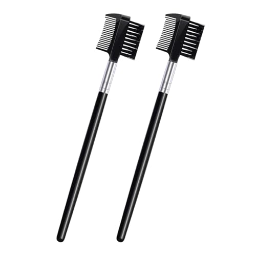2 Teiliger 2-in-1 Wimpernbürstenkamm Augenbrauenpinsel Wimpernkamm Set Wiederverwendbarer Dual Bürsten Wimpernapplikator Trennwerkzeug Make-up Zubehör für Die Wimpernverlängerung für Frauen(Schwarz)