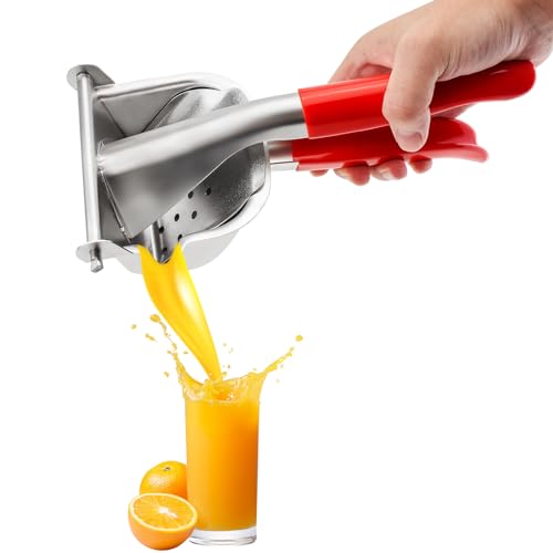 Omninmo Exprimidor de limón de acero inoxidable 304, exprimidor de cítricos, exprimidor manual resistente, extractor de jugo, exprimidor de pomelo para naranja/lima con mango de plástico sumergido