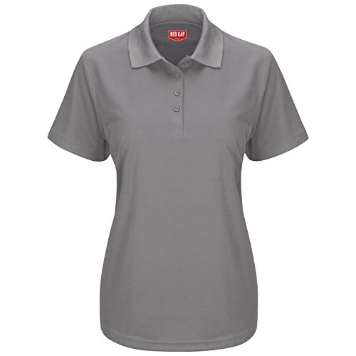 Red Kap Women's Short Sleeve Knit Performance Polo, Grey, Medium