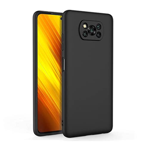 Image of Mobile Back Cover Case for Poco X3 (Silicone Case|CameraProtection|Black SC1510)