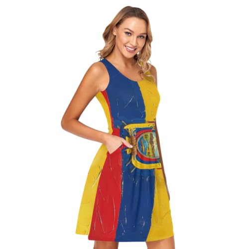 Robe d'été drapeau Équateur sans manches avec poches pour femme
