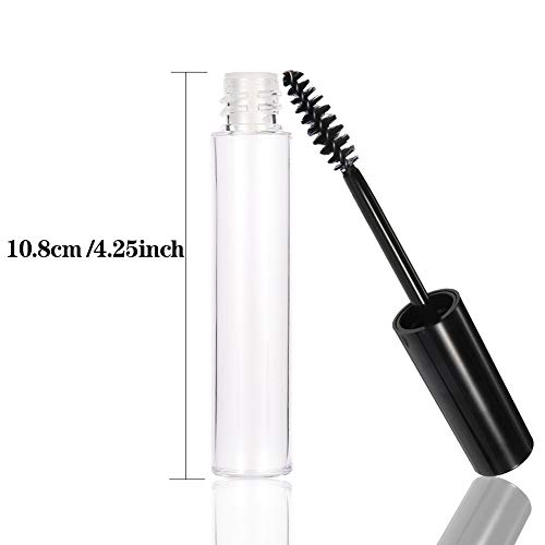 QINREN Refillable Empty Mascara Tube, 5 Pcs Clear Empty Bottle Tube Container with Inner Plug And Mascara Brushes Avoid Leaking for DIY Eyelash Growth Treatment Chap Stick Storage Reusable - Image 3
