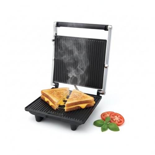 Image of ITALIA 2000W High-Performance Grill Maker | Rapid Heating, Non-Stick Plates, Stainless Steel Body, Safety Lights, Cool-Touch Handle, Multi-Purpose Sandwich & BBQ Griller | 1 Year Warranty