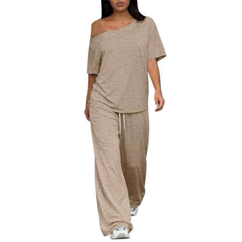 Ensemble détente 2 pièces femme pantalon jambes larges et t-shirt été