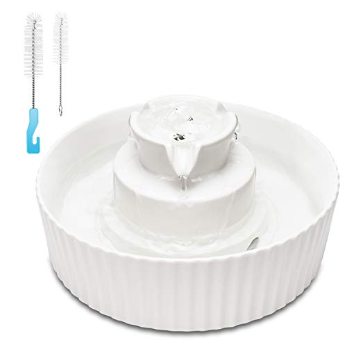 Cat Water Fountain Porcelain, Cupcake Pet Fountain for Cat and Dog, Scratch Resistant