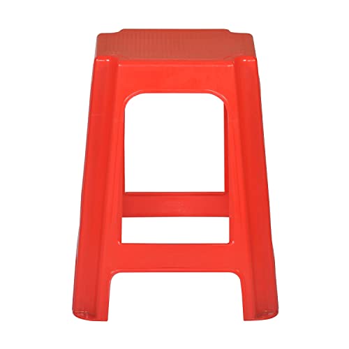Nilkamal STL07 Strong and Durable Plastic Seating Stool for Home | Bedroom | Bathroom | Kitchen | Living Room | Office | Adult | Children's & Garden Stool with high Load Capacity (Bright Red)