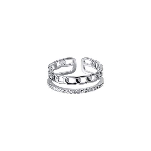 Bague ajustable pour femme en double chaîne ajourée