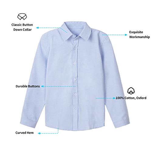 Image of LittleSpring Boys Button Down Long Sleeve Uniform Dress Shirts with Tie
