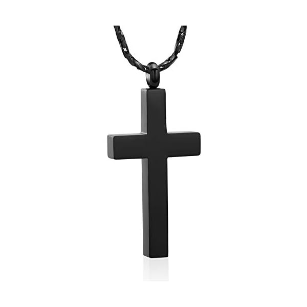 Imrsanl-Crystal-Cross-Necklace-for-Ashes-Stainless-Steel-Keepsake-Cremation-Jewelry-Religious-Cross-Memorial-Urn-Necklace-for-Pet-Human-Ashes-Pendant Imrsanl Crystal Cross Necklace for Ashes - Stainless Steel Keepsake Cremation Jewelry - Religious Cross Memorial Urn Necklace for Pet Human Ashes Pendant (Black)
