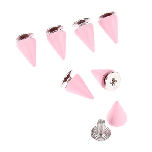 Punk Metal Rivets Screw For Handbag, Belt Shoes, Colored Metal Screw Back Rivet, Cone Spikes Screwback Studs, Diy Leathercraft Findings, 7X10Mm, Pink #TOP2