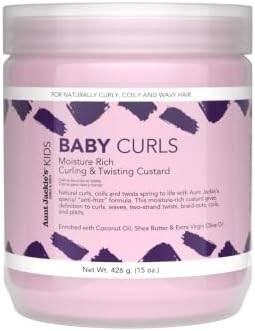 Aunt Jackie's Kids Baby Curls, Moisture Rich Curling and Twisting Custard for Naturally Curly, Coily and Wavy Hair, 15 oz