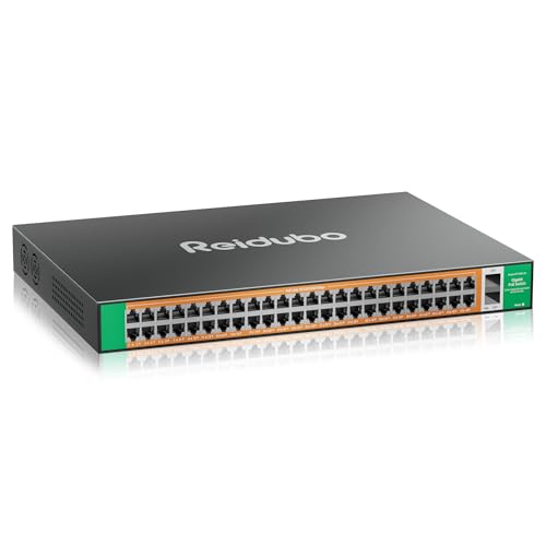 Image of Gigabit PoE Switch Unmanaged 48 Port with 2*1000Mbps SFP Uplink, Total 900W High Power PoE+ Network Switches, 802.3af /at, AI Watchdog Ethernet Switch