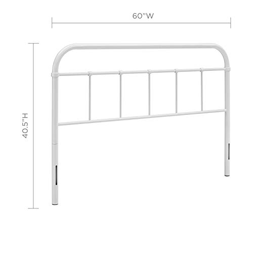 Image of Modway Serena Rustic Farmhouse Style Steel Metal White Headboard Size, Queen