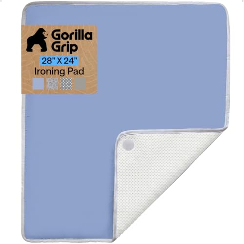 Image of Gorilla Grip Premium Ironing Pad, Magnetic Laundry Pad, 28 x 24 Inch, Heat and Scorch Resistant, Iron Board Mat for Table Top, Washer, Dryer, Durable Pads Great for Travel, Blue