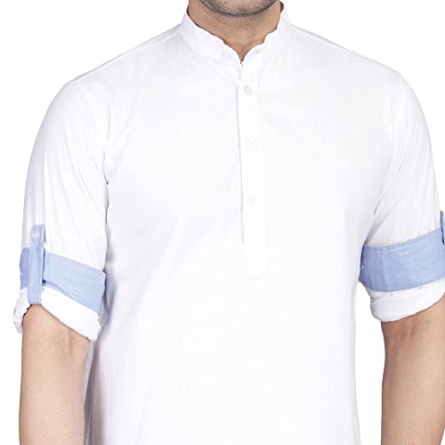 Image of TAHVO Men's Casual Cotton Kurta Shirt, Short Kurta
