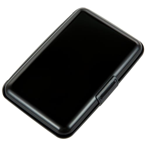 Image of Credit Card Holder Small RFID Blocking Wallet Business Metal Slim Mini Aluminum Hard Case for Women Men Gift, Solid Black, small, Minimalist, Compact, American