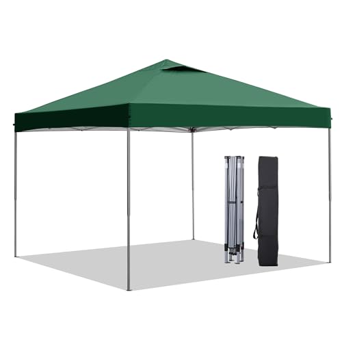 GDY 10x10 Pop Up Canopy Tent, Easy Set up Outdoor Silver Coated Beach Gazebos, Carpas for Pool, Events, Parties, and Camping, Green.