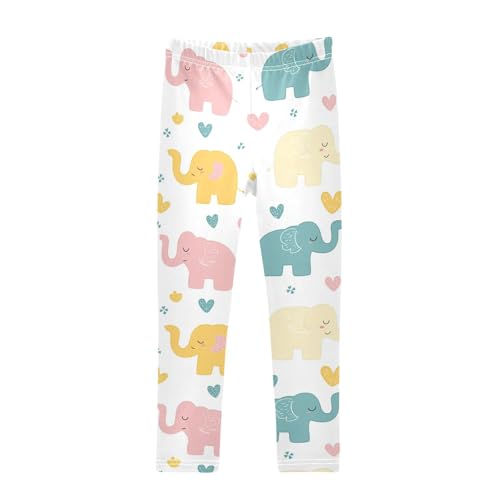 Simple Elephant Girls Leggings,Workout Leggings for Girls Toddler Athletic Legging Size for 3-10T
