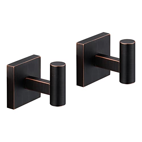 Image of KOKOSIRI Robe Hooks Bathroom Towel Coat Hook for Bath Kitchen Hardware Wall Mounted, 2 Pack Oil Rubbed Bronze Stainless Steel B1013ORB-P2