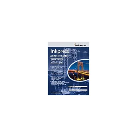 Inkpress Adhesive Luster Inkjet Paper, 240 gsm Weight, 95% Brightness, 9.5 mil Thickness, 13x19", 20 Sheets Cover