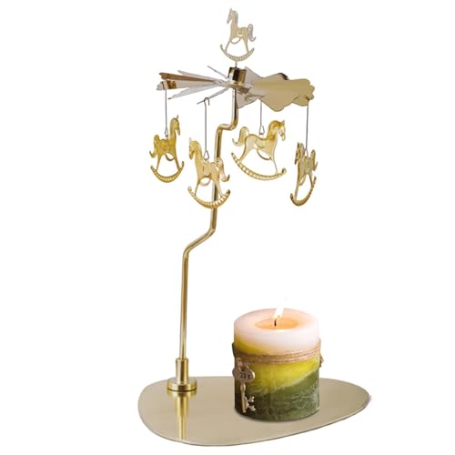 Portavelas giratorio - Portavelas giratorio, girador de velas de carrusel | Carrusel de rotación romántica para decoración del hogar, portavelas giratorio de acero inoxidable para centro de mesa, Navi