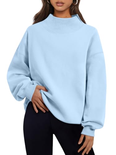 Trendy Queen Womens Mock Neck Sweatshirts Oversized Pullover Fall Outfits