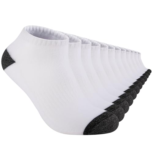 12 Pairs Mens Cushioned Ankle Socks, Comfort Low Cut Casual Socks