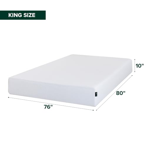 Image of Zinus 10 Inch Green Tea Cooling Memory Foam Mattress [New Version], King, Fiberglass Free, Medium Firmness, Cooling Gel Foam, Certified Safe Foams & Fabric, Mattress in A Box