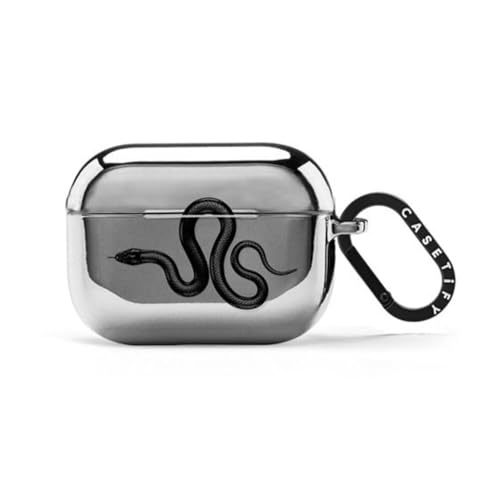 Étui miroir Airpods Pro CASETiFY Coque 2e génération avec anneau Serpent Royal Noir