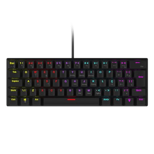 Teclado Mecânico 60% Vinik Anihi Black - Switch Red - Led Rainbow