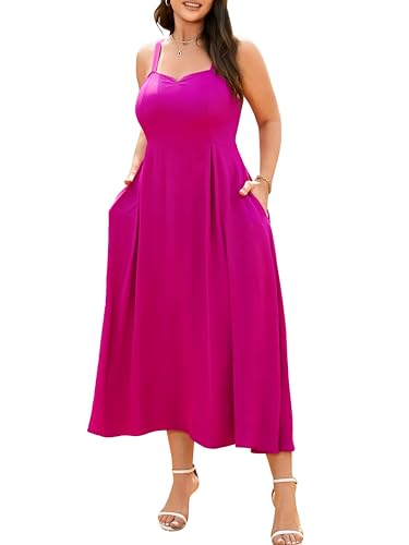 Image of RWJ Women's Plus Size Dresses with Pockets V-Neck Sleeveless Maxi Dress for Wedding Guest Dress Formal Cocktail
