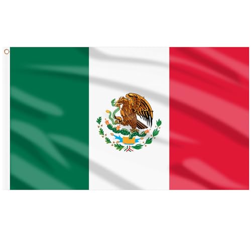 AhfuLife Mexico Flag 3x5 Ft 4 PCS, Large Mexican Flags for Outside - Double Sided with Brass Eyelets for World Cup Party Decorations Bar Garden Street Decoration Indoor Outdoor
