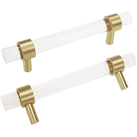 6 Stück Schrankgriffe Gold-Griffe für Küchenschränke Möbelgriffe Bohrlochabstand 160mm-Acryl Knöpfe Griffe Möbel Küchengriffe Cover