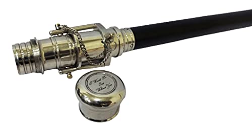 Walking Wood Cane-Brass Telescope Walking Stick- Hidden Spy Telescope Handle Rustic Vintage Home Decor Gifts