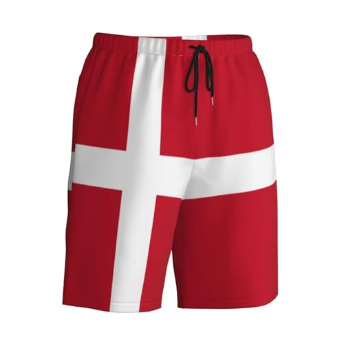 Danish Flag Men Beach Pants – Swim Trunks for Men,Quick-Dry and Comfortable, Suitable for Beach, Surf, and Everyday Wear Black 6