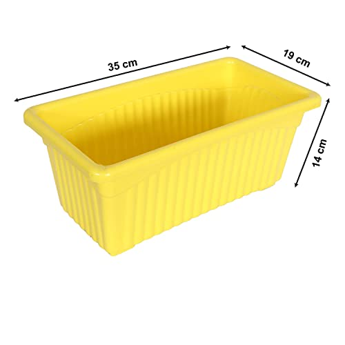 Image of Plastic Window Planters | Garden Planting Pots | Flower Plant Pots for Home Garden & Balcony | Flower Planters for Balcony and Terrace Gardens | Pack of 5 (Yellow)