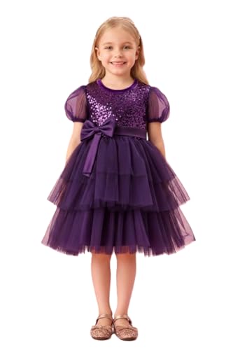 Image of Girls Dress Velvet Sequin Birthday Gown for Ages 1 to 7 Years Kids Frock Western Wedding Outfit Children Clothing Set Fancy Frocks for Little Baby Girl Stylish Modern Attire