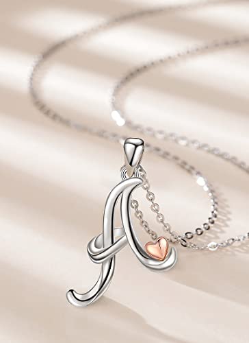 Celestia Gifts For Women Sterling Silver Initial Necklaces For Women Letter Pendant A Monogram Necklaces Alphabet Heart Initial Jewelry #TOP1