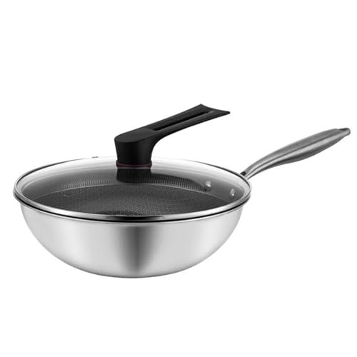 Wok de acero inoxidable con tapa blanca 14.17 in miniatura 1