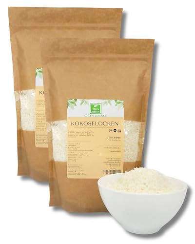 Kokosraspeln 1kg (2x500g) von Green Essence - natürliche Kokosnussflocken für vielseitige Anwendungen - Kokosflocken ohne Zusätze - 100% rein und naturbelassen (1000 Gramm)
