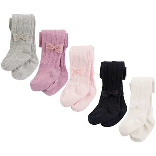 Mercatoo Meia-calça legging de algodão de malha sem costura para bebês e meninas, rosa, 0-6 Months