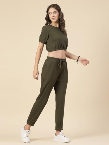 Image of Rigo Cotton Co-ord Set for Women | Round Neck, Slim Fit Tracksuit Co-ords Set for Women | Stylish Dresses for Women | Casual Wear, Beach Wear, Vacation Wear Outfit for Women