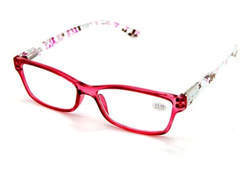 Women's Specs Rectangular Small Flowers Prints Spring Hinges Reading Glasses Reader3