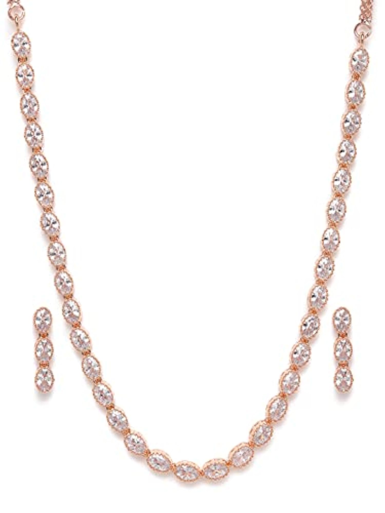 Rose Gold-Plated AD-Studded Handcrafted Jewellery Set